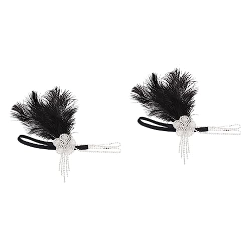 Beaupretty 2st Feder Stirnband Flapper Aus Den 1920er Jahren Brüllender 20er-jahre-kopfschmuck 1920er Gatsby Stirnband Perlenaccessoires Für Damen 1920er Stirnband Kopfhörer Hochzeit Braut von Beaupretty