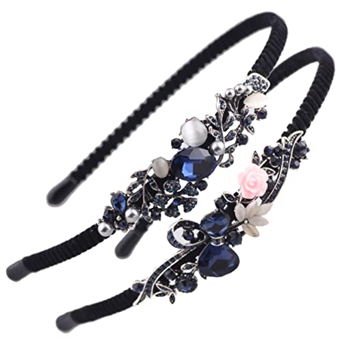 Beaupretty 2st Haarschmuck Für Frauen Haarschmuck Für Damen Haarreif Aus Kristall Barocker Haarreif Frauen Haarreifen Vintage Haarband Stirnband Die Blumen Fräulein von Beaupretty