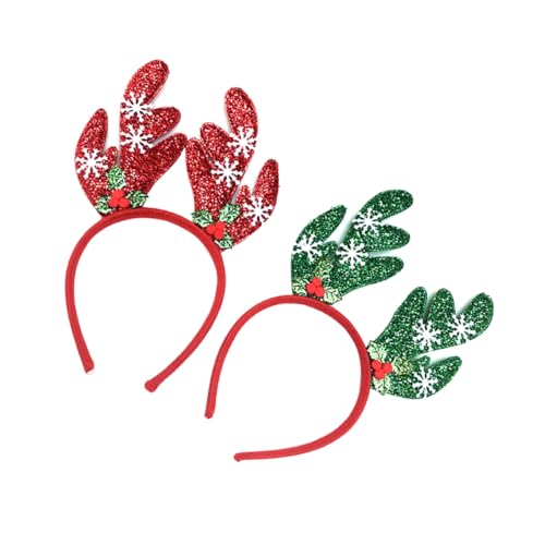 Beaupretty 2st Ohr Stirnband Christmas Headbands Tierischer Kopfschmuck Christmas Reindeer Hairband Deer Antlers Headband Stirnreif Tier Kopfbedeckung Funkeln Fräulein Geweih Glaswolle von Beaupretty