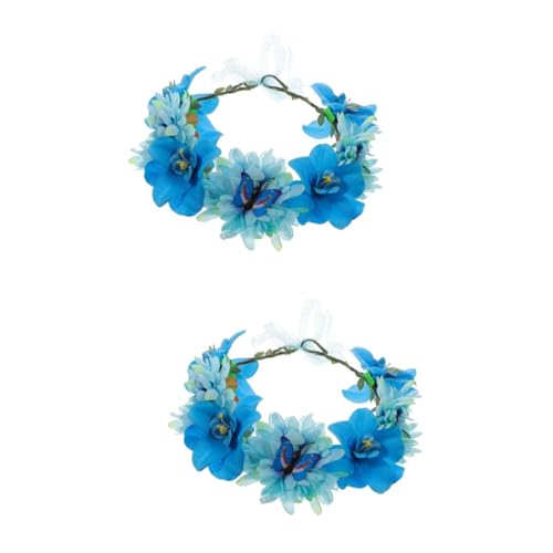 Beaupretty 2st Schmetterlingskranz Stirnband Blumen Haarkranz Frauen Blumenkronen Stirnband Haar Blumen Feenkronen Für Frauen Feengirlande Frühling Und Sommer Hawaii Stoff Mädchen von Beaupretty