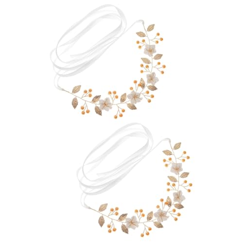 Beaupretty 2st Stirnband Brauthaarranken Haargummis Für Frauen Brautkopfschmuck Für Die Hochzeit Kopfbedeckungen Für Die Hochzeit Mit Blattgold Stoff Fräulein Blütenkopf Hochzeitskleid von Beaupretty