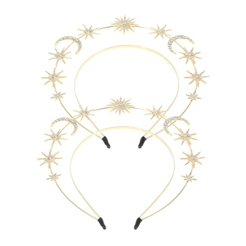 Beaupretty 2stücke Doppellagige Haarreifen Mit Mond Stern Elementen Metall Haarschmuck Für Damen Für Hochzeiten Partys Und Cosplay von Beaupretty