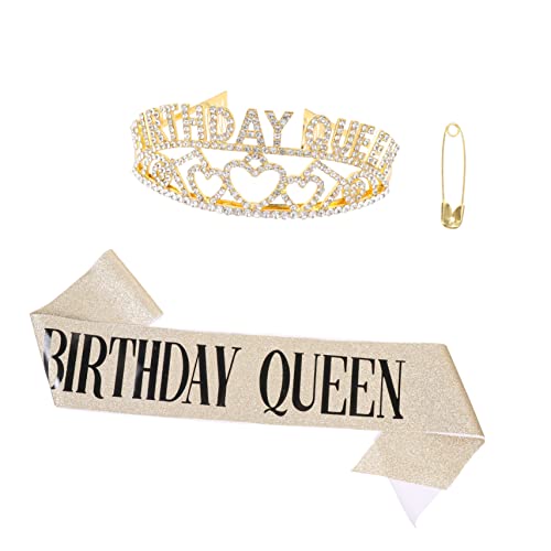 Beaupretty 2stücke Geburtstagsschärpe Mit Krone Für Mädchen Goldene Sash Und Haarschmuck Für Geburtstagsfeiern Kreative Partydekoration Mit Strass Und Kamm Für Unvergessliche Momente von Beaupretty
