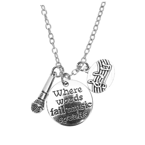 Beaupretty 2stücke Mikrofon Halskette Mit Musikanhänger Musikkette Für Frauen Dekorative Halskette Für Musikliebhaber Halsanhänger Für Sänger Leicht Und Angenehm Zu Tragen von Beaupretty