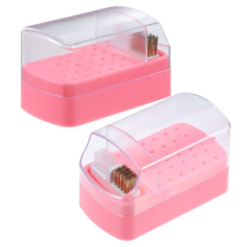 Beaupretty 2stücke Nagelbohrer-aufbewahrungsbox Mit Reinigungsbürste Kunststoff Organizer Für Nagelbohrer Display-ständer Für Maniküre-bohrer von Beaupretty