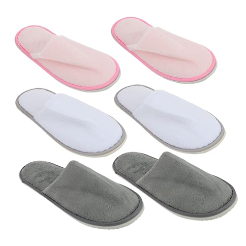 Beaupretty 3 Paare Damen Hausschuhe aus Weichem Korallenfleece Rutschfeste Verschleißfeste Indoor Slippers Leichte Gästepantoffeln für Hotel Reise und Alltag Bequem und Sicher Größenvielfalt von Beaupretty