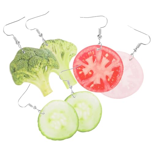 Beaupretty 3 Paare Damen Ohrringe Gemüse design Baumelnd Lustig Leichte Kunststoff Ohrhänger Kawaii für Alltag Party Geschenk von Beaupretty