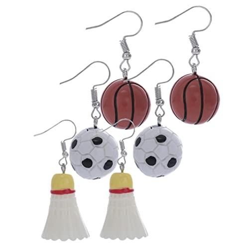 Beaupretty 3 Paare Sport Ohrhänger Resin Leichte Bunte Ohrringe Niedliche Fußball Basketball Badminton Anhänger für Mädchen Modischer Sportschmuck als von Beaupretty