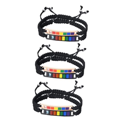 Beaupretty 3 Paare Verstellbares Titanstahl Armband Geflochtene Nylonbänder mit Regenbogenfarben Leichtes und Langlebiges für Damen und Herren Modisches Schmuckaccessoire für Alltag und von Beaupretty