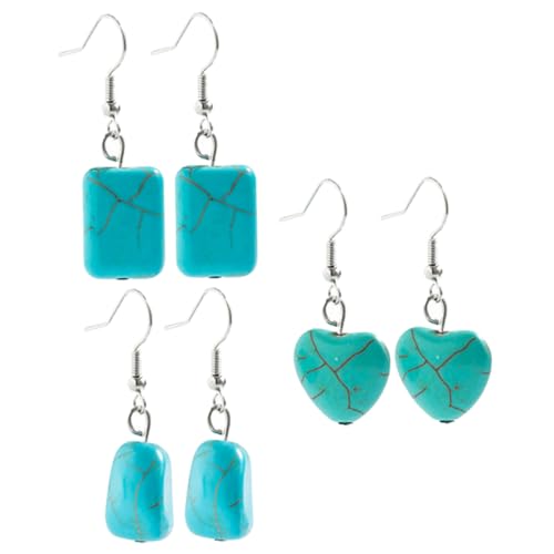 Beaupretty 3 Paare Vintage Boho Ohrringe Damen Blau Resin Herzform Retro Stil Alloy Tophus Material Langlebig Modeschmuck für Alltag und Festtage von Beaupretty