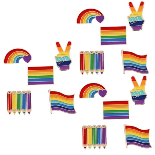Beaupretty 3 Sätze Anzug Corsage Stolz Regenbogenflagge Für Regenbogen-abzeichen-anstecknadel Regenbogen-bruststift Broschennadel Emaille Colorful Legierung 5 Stücke * 3 von Beaupretty
