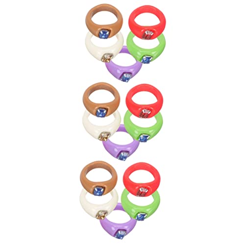 Beaupretty 3 Sätze Teiliges Resin Fingerringe Mit Kreativen Strassdetails Trendige Stapelbare Ringe Rot Grün Schokolade Beige Und Für Stilvolle Fingerdekoration 5 Stück * 3 von Beaupretty