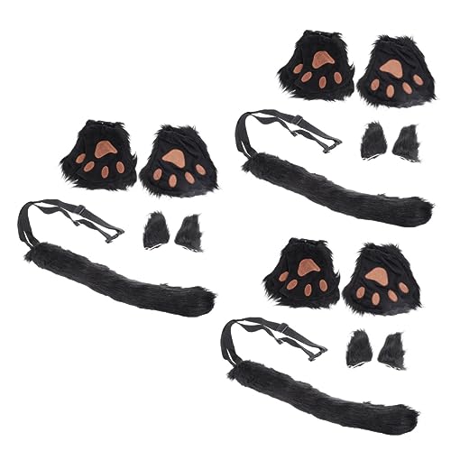 Beaupretty Halloween-Accessoire 3 Sets Lustige Accessoires Haarnadeln Handschuhe Cosplay Haarkostüme Requisite Kopfbedeckung Pelzige Leistung Fuchs Ausgefallener Wolf Clips Halloween Katze von Beaupretty