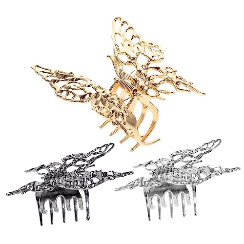 Beaupretty 3 Stck Große Schmetterling Metall Haarklammern Stabile Haarklammern für Damen Langlebig Schmerzfrei Dekorativ und Praktisch für Hochzeit Party und Alltag Schwarz Silber und von Beaupretty