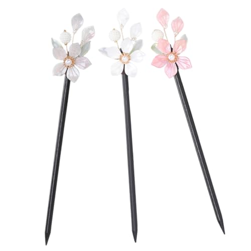 Beaupretty 3 Stck Holz Haarstäbchen für Damen Chinesische Haarnadeln im Vintage Stil Dekorative Haarstäbchen für Hochsteckfrisuren Geeignet für Verschiedene Anlässe Weiß Gold von Beaupretty