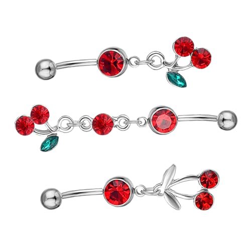 Beaupretty 3 Stück Bauchnabelpiercing mit Anhänger Nabelring mit Strahlenden Kristallsteinen Glatte Oberfläche Komfortabel für Langes Tragen Modischer Körperschmuck für Damen und Festivals von Beaupretty