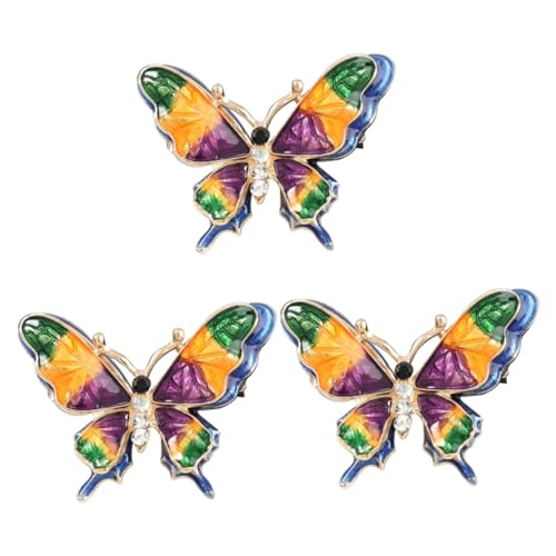 Beaupretty 3 Stück Bunte Schmetterlingsbrosche für Damen Eleganter Anstecker mit Strassdekoration für Schals Pullover und Kleider Robuste Langlebige Brosche für Tägliche Anlässe und Besondere von Beaupretty
