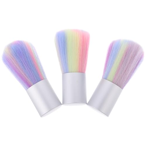 Beaupretty Make-up Pinsel 3 Stück Bunte Staubpinsel Make-Up-Entferner Reinigungsmittel Make-Up-Pinsel Farbpulver Nagelkunstpinsel Acrylpinsel Für Nägel Nagelschrubber Nagelstaubwedel von Beaupretty