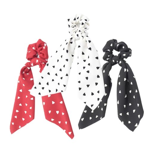 Beaupretty 3 Stück Elastische Haargummis mit Herzmotiv Dehnbar und Langlebig Modische Haarschmuck accessoires für Damen und Mädchen für Pferdeschwanz Alltag und Partys in Weiß Schwarz und von Beaupretty