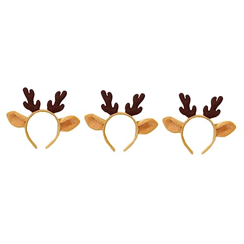 Beaupretty 3 Stück Elchhorn-Kopfschmuck Tier-Stirnbänder Rollenspiel-Outfits Elch-Geweih Weihnachts-Elch-Haarreifen Plüsch-Geweih-Stirnbänder Weihnachts-Geweih-Kopfbedeckung von Beaupretty