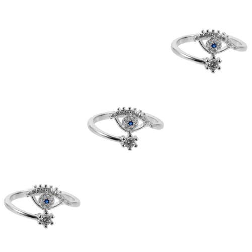 Beaupretty 3 Stück Evil Eye Offener Ring für Frauen Verstellbarer Zinklegierungsring mit Zirkonia Modischer Schmuck für Alltagsleben Nachtclub Cosplay Partys von Beaupretty