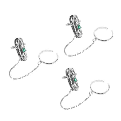 Beaupretty 3 Stück Fingertip Ring für Damen Vintage Design mit Grünem Edelstein Stilvolles für Anlässe Verstellbar Perfektes Accessoire für Jede von Beaupretty