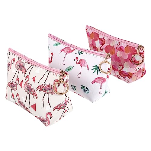 Beaupretty 3st Flamingo-Kosmetiktasche Make-up-Tasche Für Toilettenartikel Kulturbeutel Damen Tragetasche Reißverschlusstasche Reisetaschen-toilettenartikel Makeup Tasche Pu Mädchen Anschauen von Beaupretty