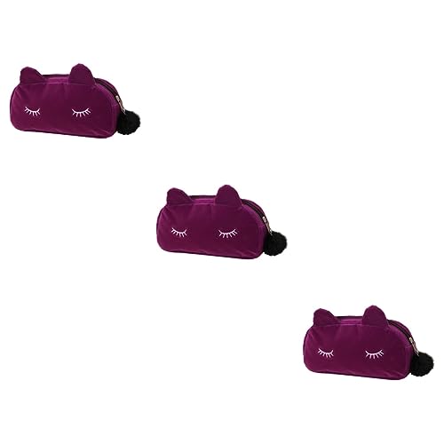 Beaupretty 3st Schminktasche Damenbeutel Damen-geldbörse Cartoon-katzentasche Hohe Kapazität Damentaschen Mädchen Violett von Beaupretty