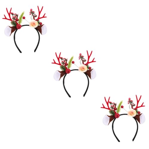 Beaupretty 3St Geweih Stirnband Geschenk für Mädchen Weihnachtskopfbedeckung Haarband Haargummis Weihnachtshaarreifen Weihnachtsstirnbänder Erwachsener Weihnachtshirsch Kind von Beaupretty
