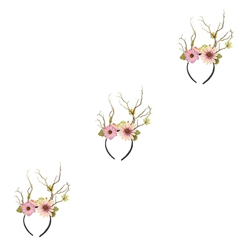 Beaupretty Blumenkopfschmuck 3 Stück Urlaubs-Haarband Weihnachten Cosplay-Haarband Individuelles Stirnband Hirsch-Blumen-Haar-Accessoires Feen-Kopfschmuck Halloween-Stirnband von Beaupretty