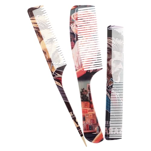 Beaupretty Graffiti Haarkamm 3 Stück Langlebig für Herren und Damen Retro Design Praktischer Haarschneidekamm für Einfache Haarschnitte zu Hause von Beaupretty