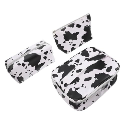 Beaupretty 3 Stück Großes Teiliges Wasch und Schminktaschen mit Kuhmuster Praktischer Kulturbeutel Damen Leichte Kosmetische Aufbewahrungstasche für Reisen und Outdoor Einsatz von Beaupretty