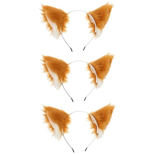 Beaupretty 3 Stück Haarband Erwachsener Kopf Mädchen Accessoire Party Orange Maske Stil Kopfbedeckung Haarreifen Faux Niedlicher Fuchs Frauen Neko Lange Feiertage Geburtstag Ornament Plüsch von Beaupretty