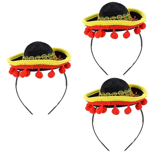 Beaupretty 3st Cinco De Mayo Stirnband Sombrero-stirnbänder Aus Stoff Mini Mexikanischer Hut Stirnband Stirnbänder Für Männer Cinco De Mayo Sombrero-stirnband Hut Kopf Bankett Mit Hut von Beaupretty