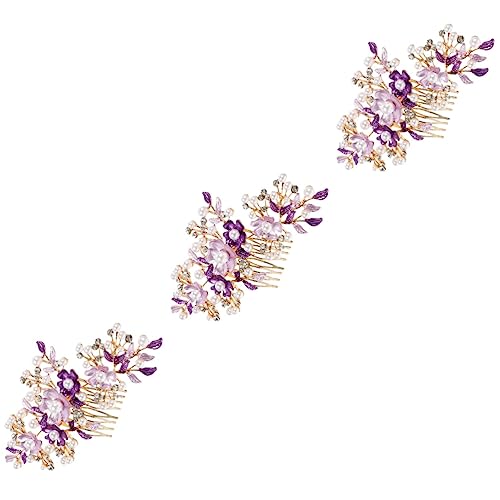 Beaupretty 3 Stück Haarstecker Blumen-Haarspangen Für Damen Perlen-Tiara Blumen-Haar-Accessoires Feen-Kopfbedeckung Strass-Haarspangen Braut-Haarspangen Haar-Accessoires von Beaupretty