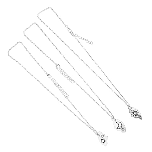 Beaupretty 3 Stück Halskette mit Mond und Sternen Freundschaftsschmuck für Damen Passende Anhänger Nicht Verblassend von Beaupretty