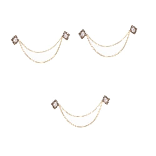 Beaupretty 3 Stück Herrenbrosche mit Kette Retro Anstecknadel für Anzüge Pullover und Schals Modisches Accessoire für Herrenbekleidung Vielseitige Brosche für Formelle und Anlässe von Beaupretty