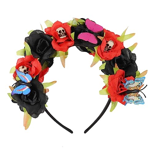 Beaupretty 3 Stk Künstliche Blumen-schädel-stirnband Hexenrollenspiel Kopfschmuck Gotisches Blumenstirnband Kopfschmuck Aus Totenkopfhaar Mexikanische Dia De Los Braut Kopftaste Skelett von Beaupretty