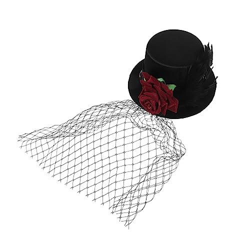 Beaupretty 3st Haarspange Mit Rosa Mesh-hut Jahrgang Fascinators Hüte Für Frauen Teeparty Mini-zylinder-haarspangen Hüte Mit Rose La Hüte Für Frauen Rote Rosenhüte Charmant Damen Geldbörse von Beaupretty