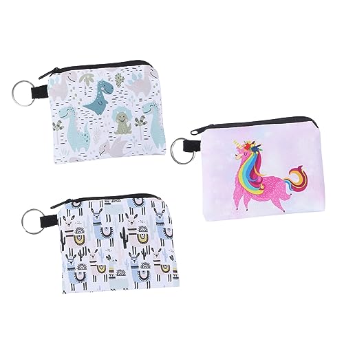 Beaupretty 3st Make-up Geldbörse Kartengeldbörse Schreibwarentasche Einhorn-Tasche Mit Reißverschluss Portemonnaie Make-up-Handtasche Mit Reißverschluss Reisen Polyester Kleine Geldbörse Tier von Beaupretty