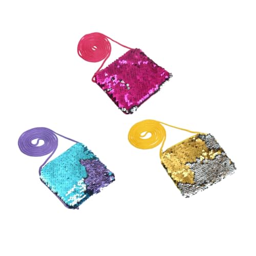 Beaupretty 3 Stück Münzbeutel mit Pailletten Kleine Quadratische Geldbörsen für Mädchen Tragbare Portemonnaies für Kleingeld und Schmuck Bunte Handtaschen Geschenkset Zufällige Farbe von Beaupretty