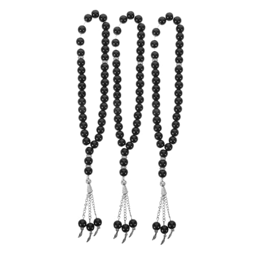 Beaupretty 3 Stück Muslimische Gebetsperlen Tesbih Handgefertigt Schwarzer Perlenarmband Spirituelles Rosenkranz Schmuck für Männer und Frauen Stilvolles Religiöses Accessoire von Beaupretty