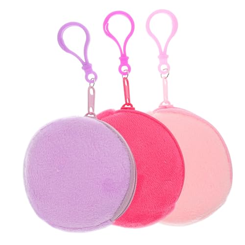 Beaupretty 3 Stück Plüsch münzbeutel Mini Geldbörse Rund Kleine Ohrhörer Tasche Leicht Tragbar Mit Schnappverschluss Farbverlauf Rosa Flieder von Beaupretty