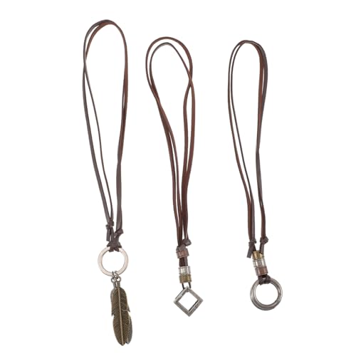 Beaupretty 3 Stück Retro Lederkette für Herren und Damen Teiliges mit Doppeltem Kreis Eleganter und Einzigartiger Schmuck für von Beaupretty