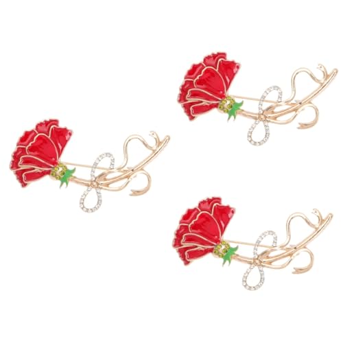 Beaupretty 3 Stück Rhinestone Brosche mit Nelken Design Eleganter Clip für Kleidung Besondere Anlässe Wie Hochzeiten Geburtstage Muttertag Langlebiges Material Auffälliger Schmuck von Beaupretty