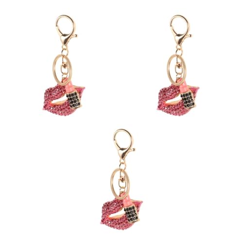 Beaupretty 3 Stück Rhinestone Schlüsselanhänger Lippenform Multifunktionaler Handtaschen Anhänger für Damen Metall als Taschen oder Schlüsselring Funkelndes Accessoire für Lippenstift von Beaupretty