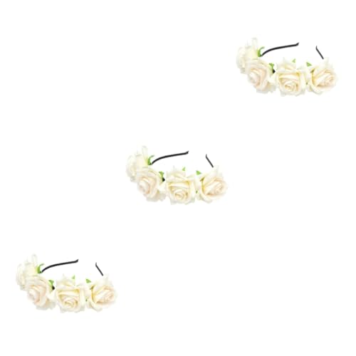 Beaupretty Hochzeitshaar Schmuck 3st Kopfschmuck Rosa Stirnband Floraler Haarreif Rosenblüten-haarreifen Rosafarbener Haarreif Frauen Haarreifen Weiß Blumen Haarschmuck Fräulein von Beaupretty