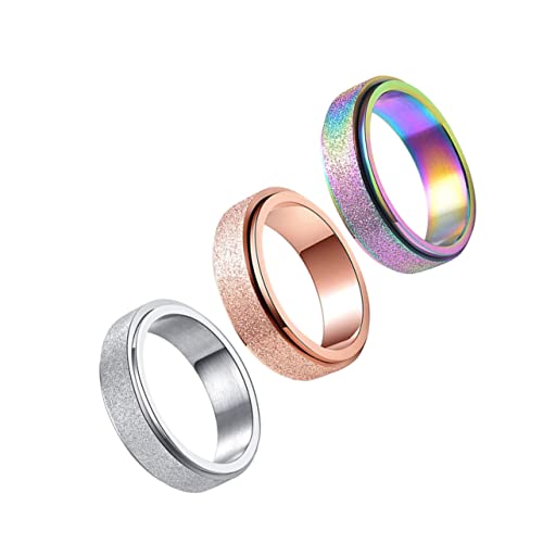 Beaupretty 3stücke Edelstahlring Drehring Unisex-ring Mit Stücken Dekorativer Fingerring Für Männliche Und Weibliche Hände von Beaupretty