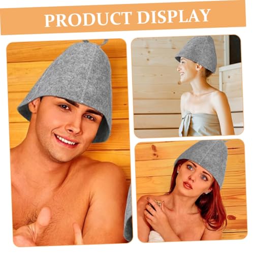 Beaupretty 3 Stück Saunahut Set aus Grauem Filz Wasserabsorbierend Leichte Wiederverwendbare Saunakappe mit Praktischer Aufhängung Isolierend für Damen Herren und Spa Gäste Geeignet von Beaupretty