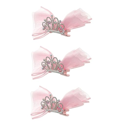 Beaupretty 3st Schleife Haarnadel Prinzessin Haarschleife Mädchen Süße Haarnadel Haarspangen Mit Prinzessinnenschleife Schleifenclips Für Kinder Kronenhaar Baby Knopf Gittergewebe Niedlich von Beaupretty